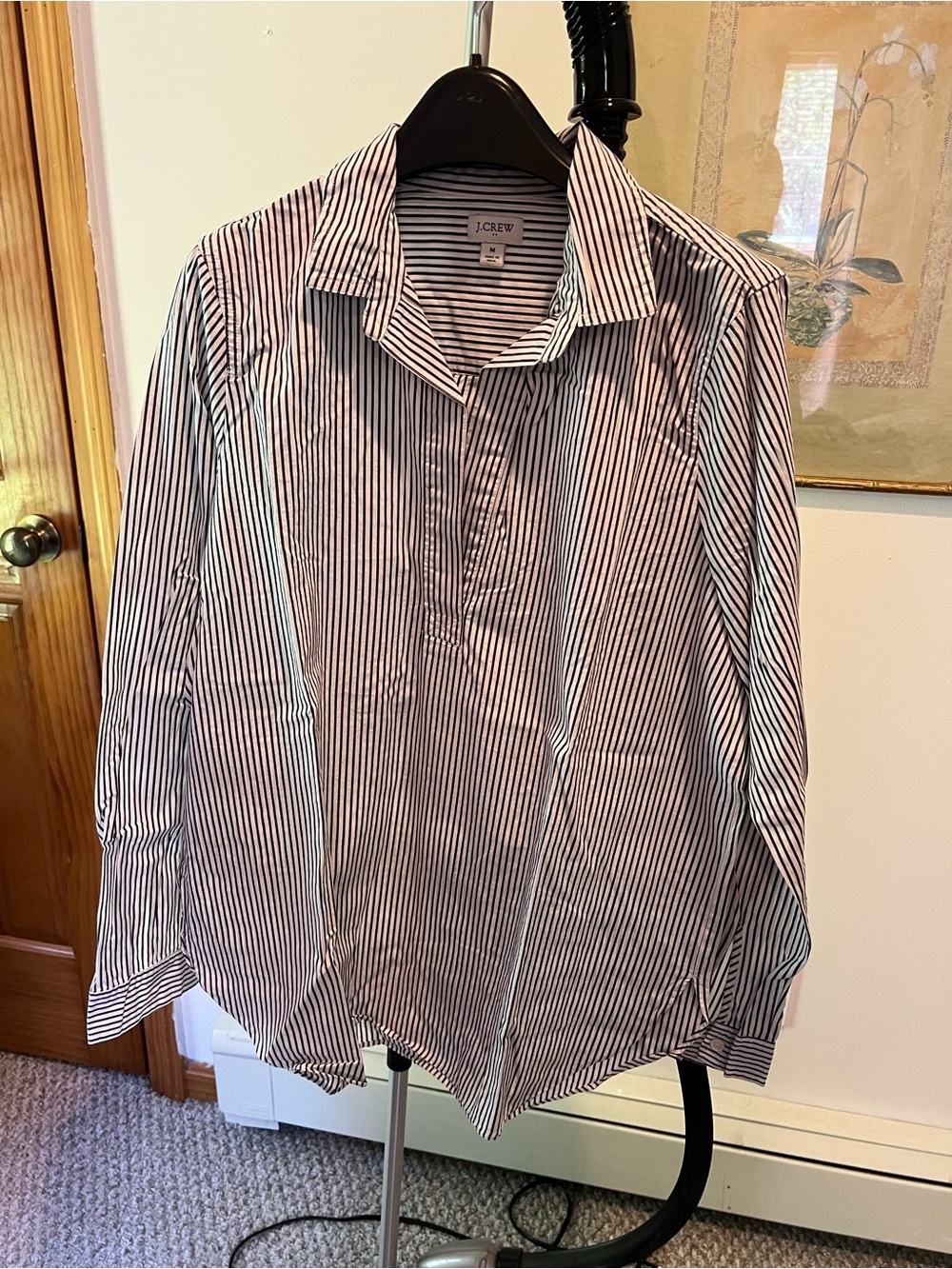 J. Crew Black and White Striped Button-Down Shirt